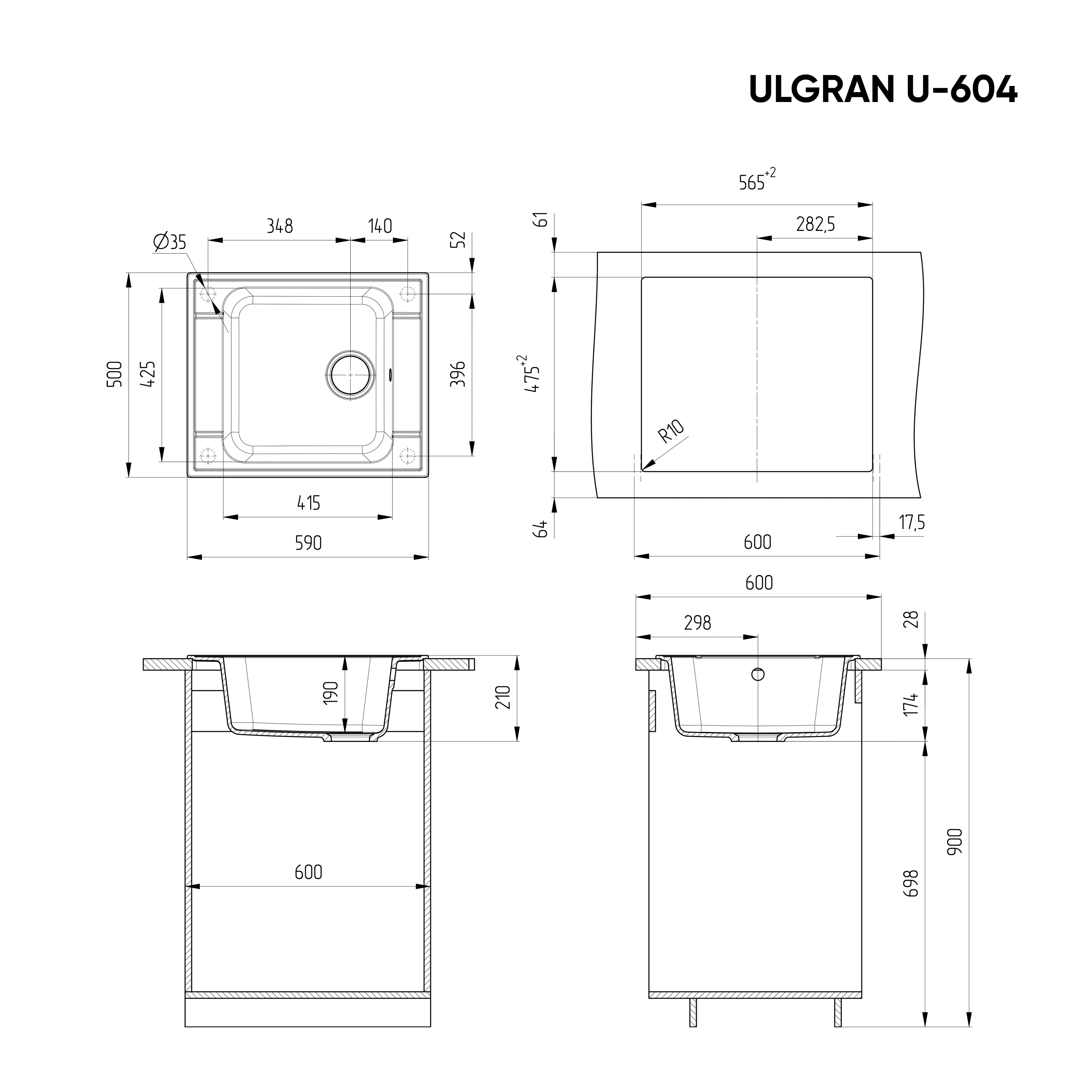 Мойка Ulgran U-604-331 белый
